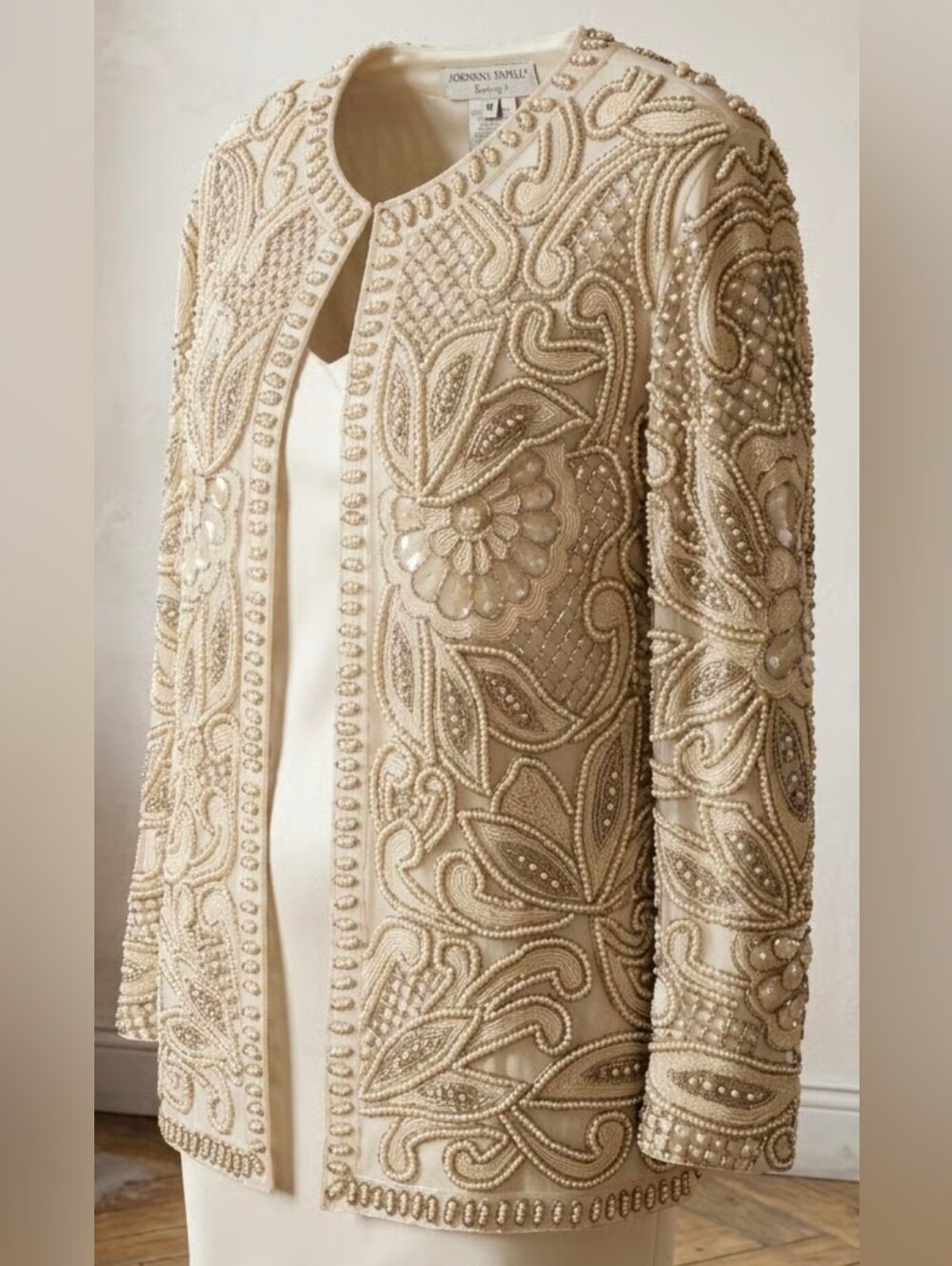 Adrianna Papell Ivory Beaded Embellished Jacket